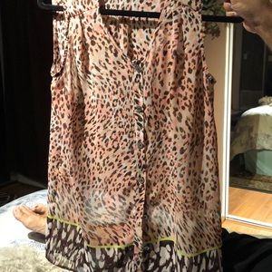 Cabi small multi colored button down leopard BOGO